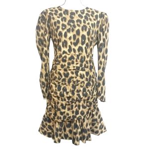 BEULAH ANIMAL PRINT DRAPPED DRESS SZ M NWT